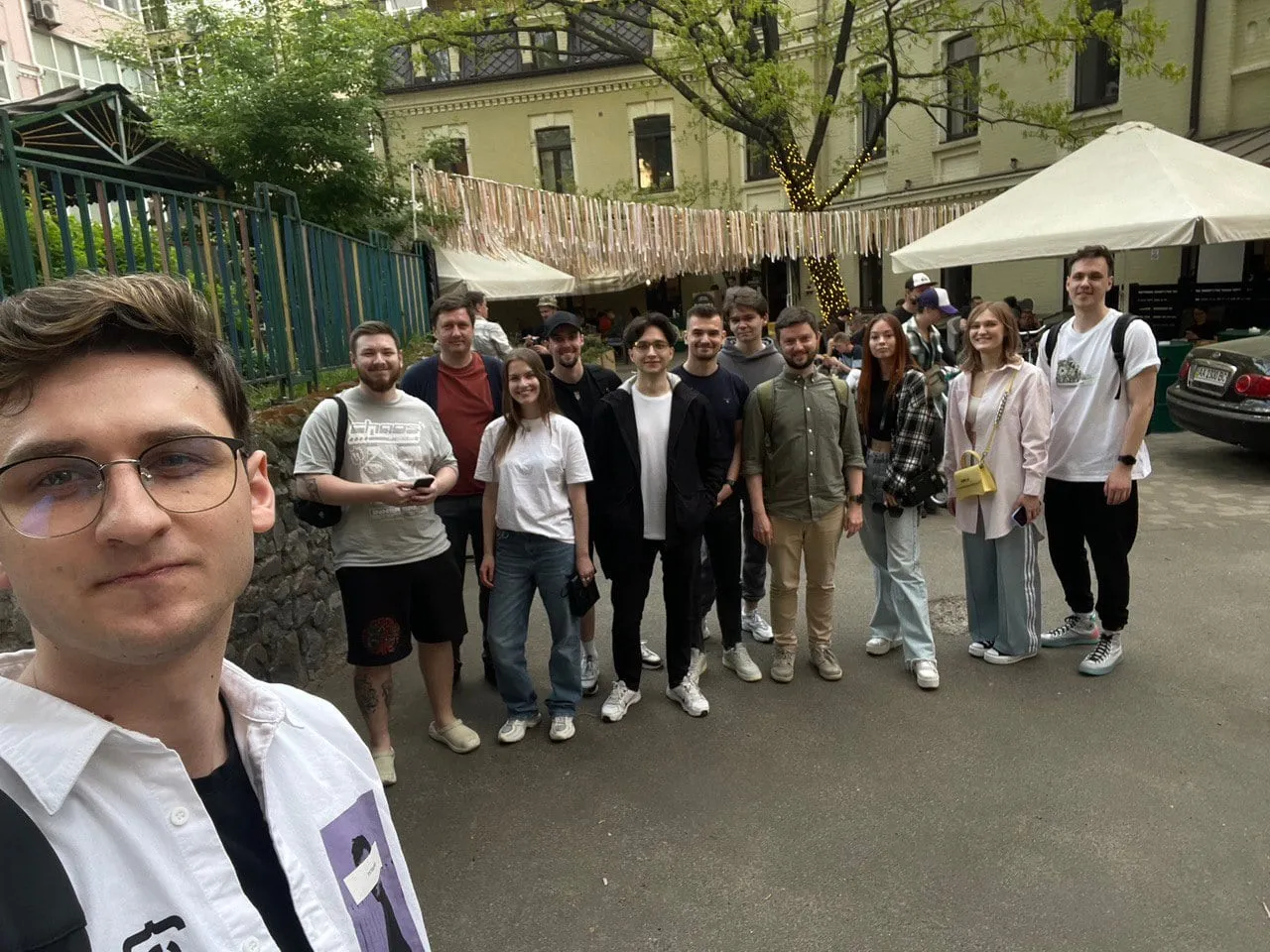 Community meetup in a Kyiv courtyard