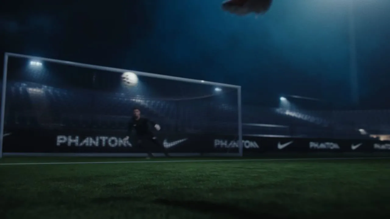 The goal, PHANTOM boards along the touchline