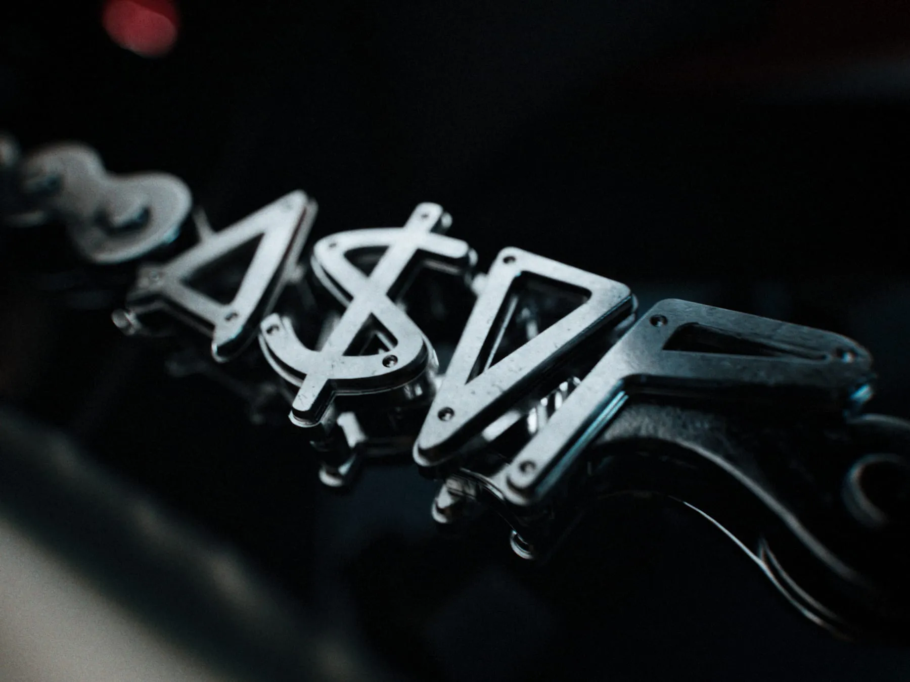 The custom A$AP chain built in 3D, chrome letters against black